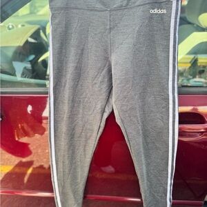 adidas women’s Gray Leggings with White Side Stripes